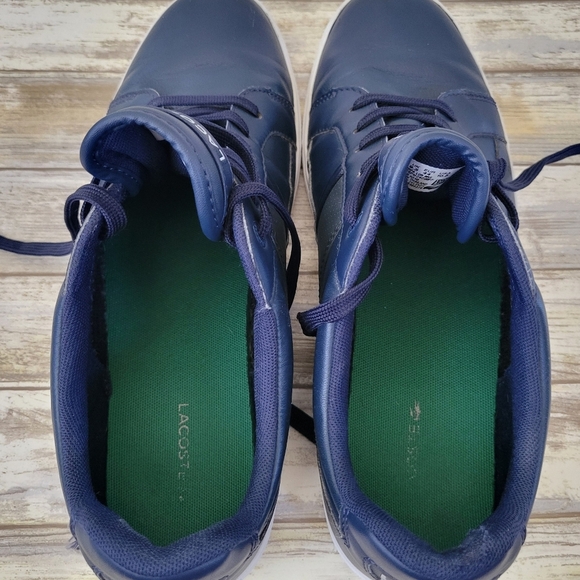 Lacoste Europa LCR BRZ Casual Low Top Lace-Up Sneakers Men's 10.5 Blue Leather - Picture 6 of 10